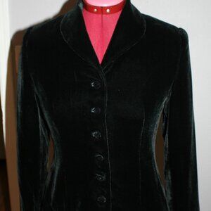 Petite Sophisticate Black Velvet Button Up Blazer - Sz 0